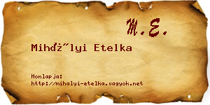 Mihályi Etelka névjegykártya